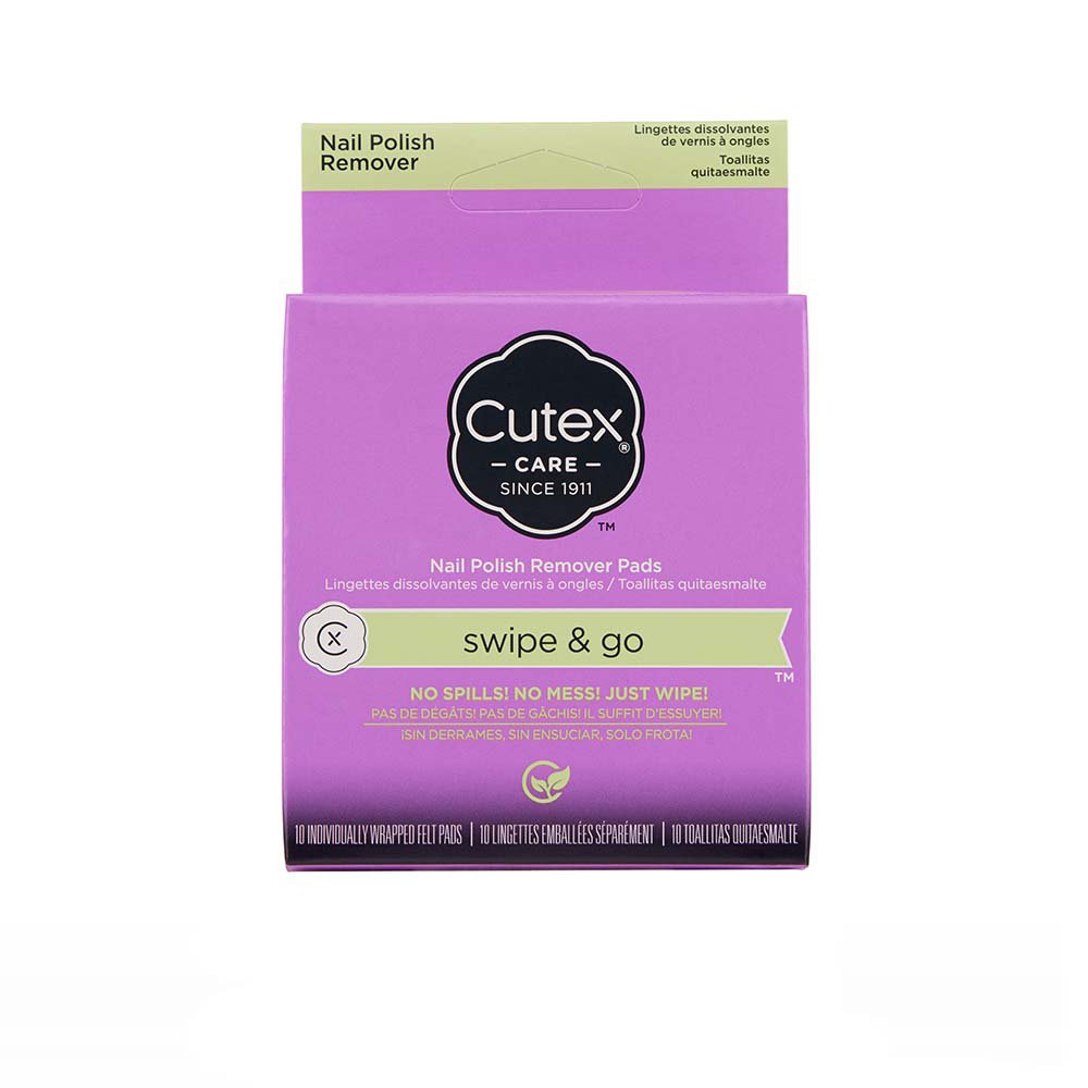 Cutex Swipe and Go Non-Acetone Nail Polish Remover Pads, 10 count