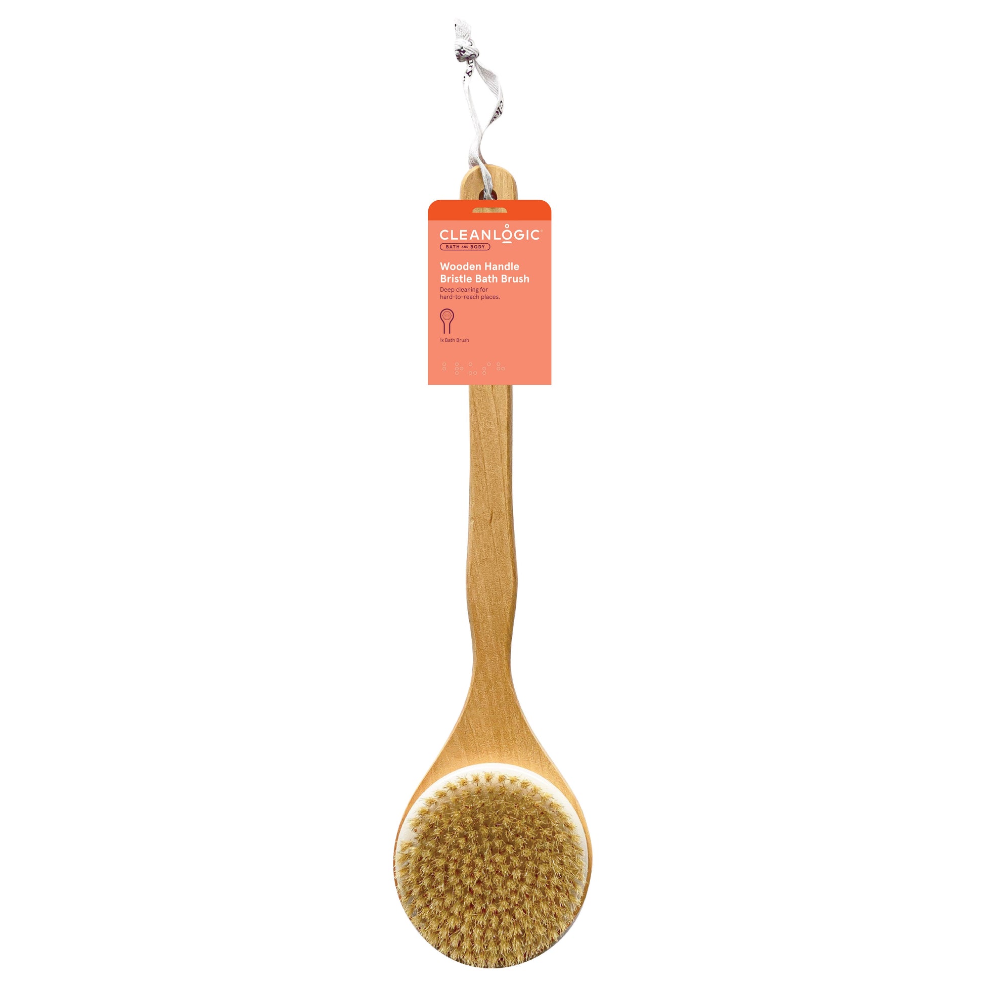 Clean Logic Bamboo Handle Bristle Bath Brush