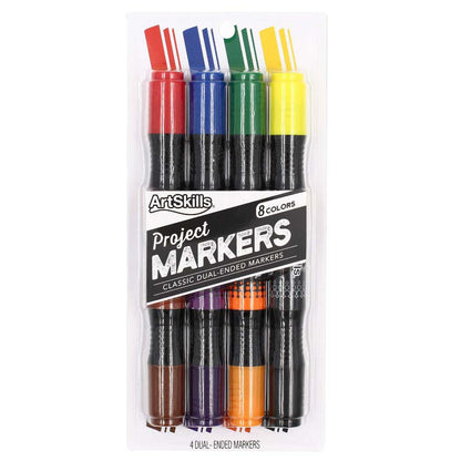 ArtSkills Classic Dual-Color Chisel Tip Project Markers, 4 count