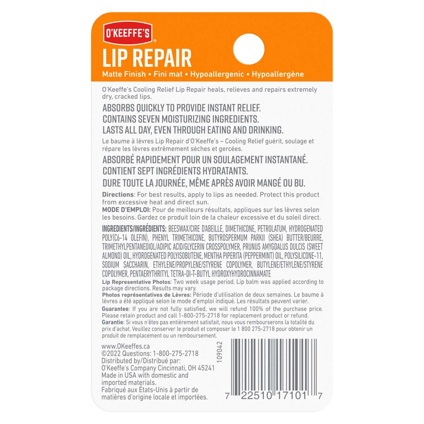 O' Keeffes Lip Repair Lip Balm Stick Cooling 0.15oz (6in)