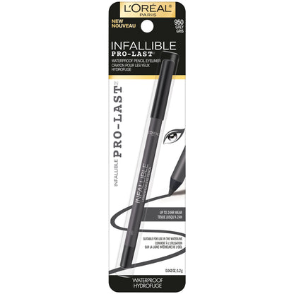 L'ORÉAL PARIS Infallible Pro-Last Waterproof, Up to 24HR Pencil Eyeliner, 950 Grey, 0.042 oz.