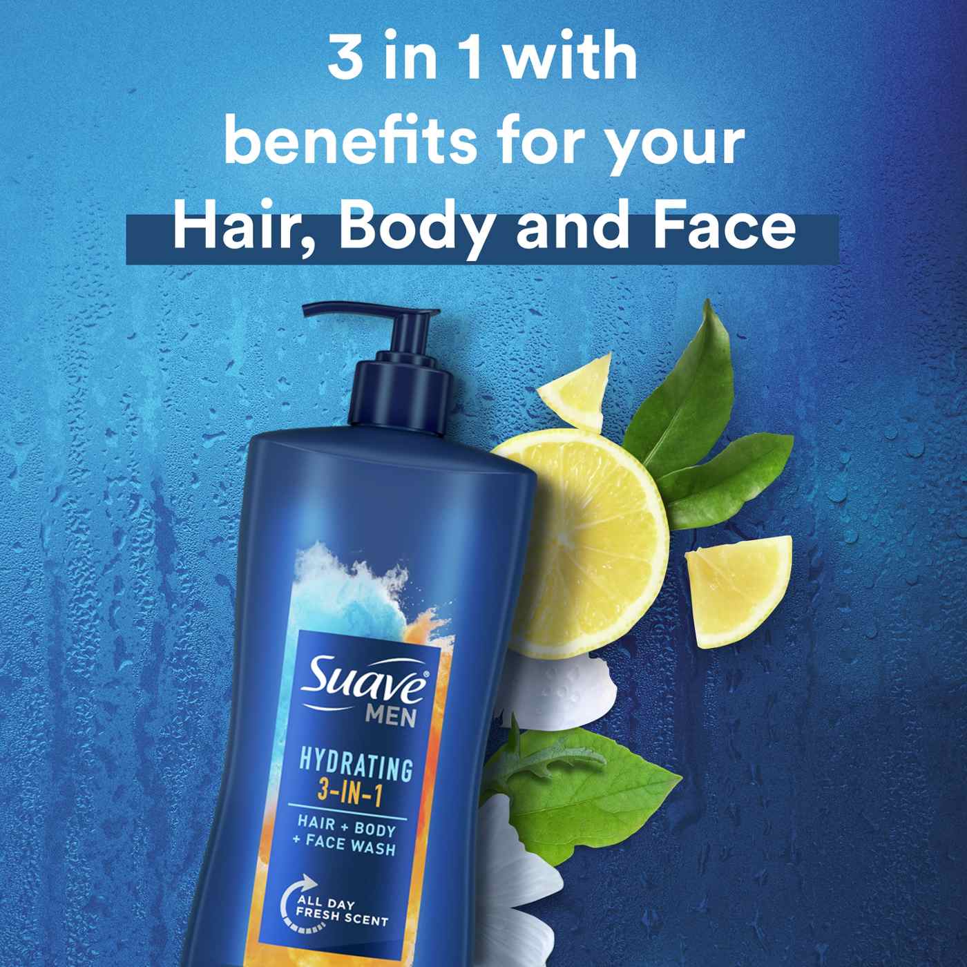 Suave Body + Face Wash Men 18oz Hydrating 3-N-1 Citrus