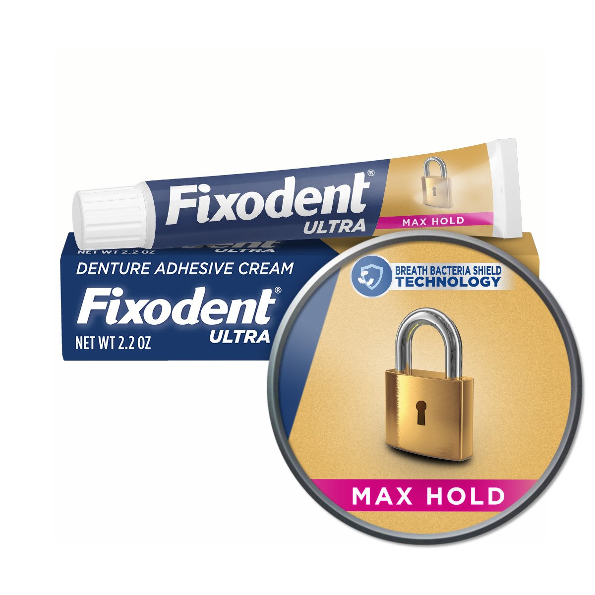 Fixodent Denture Adhesive Cream Ultra Max Hold 2.2oz