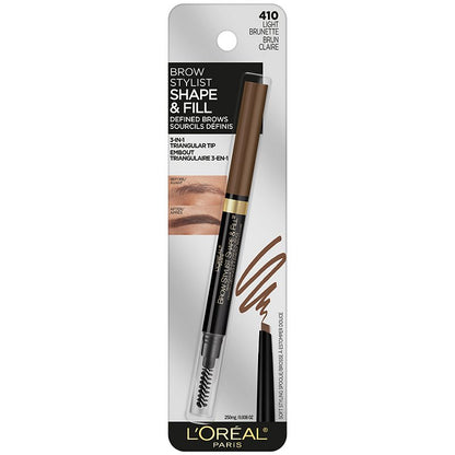 L'ORÉAL PARIS Brow Stylist Shape & Fill Mechanical Eye Brow Makeup Pencil, 410 Light Brunette, 0.008 oz.