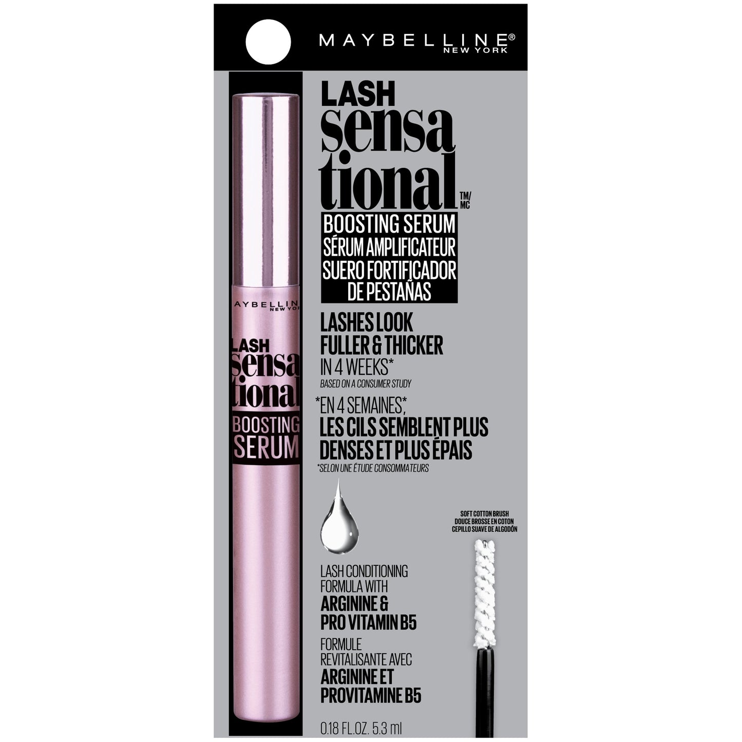 MAYBELLINE New York Lash Sensational Boosting Eyelash Serum, 0.18 oz