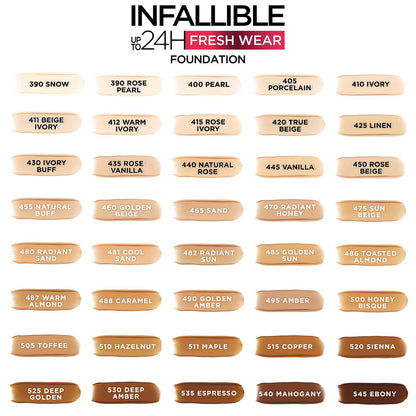 L'ORÉAL PARIS Infallible 32 Hour Fresh Wear Lightweight Foundation, 450 Rose Beige, 1 oz.