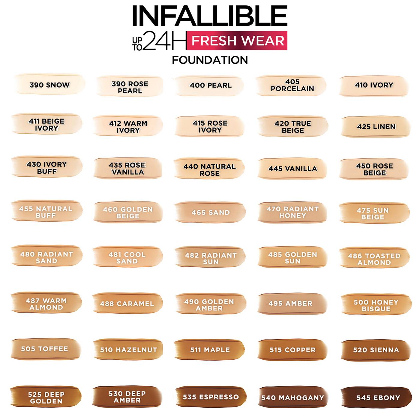 L'ORÉAL PARIS Infallible 32 Hour Fresh Wear Lightweight Foundation, 487 Warm Almond, 1 oz.