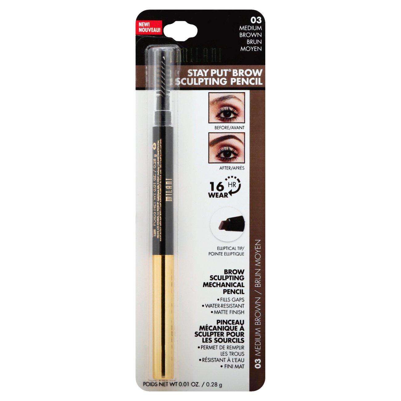 Milani Stay Put Brow Sculpting Mechanical Pencil Medium Brown