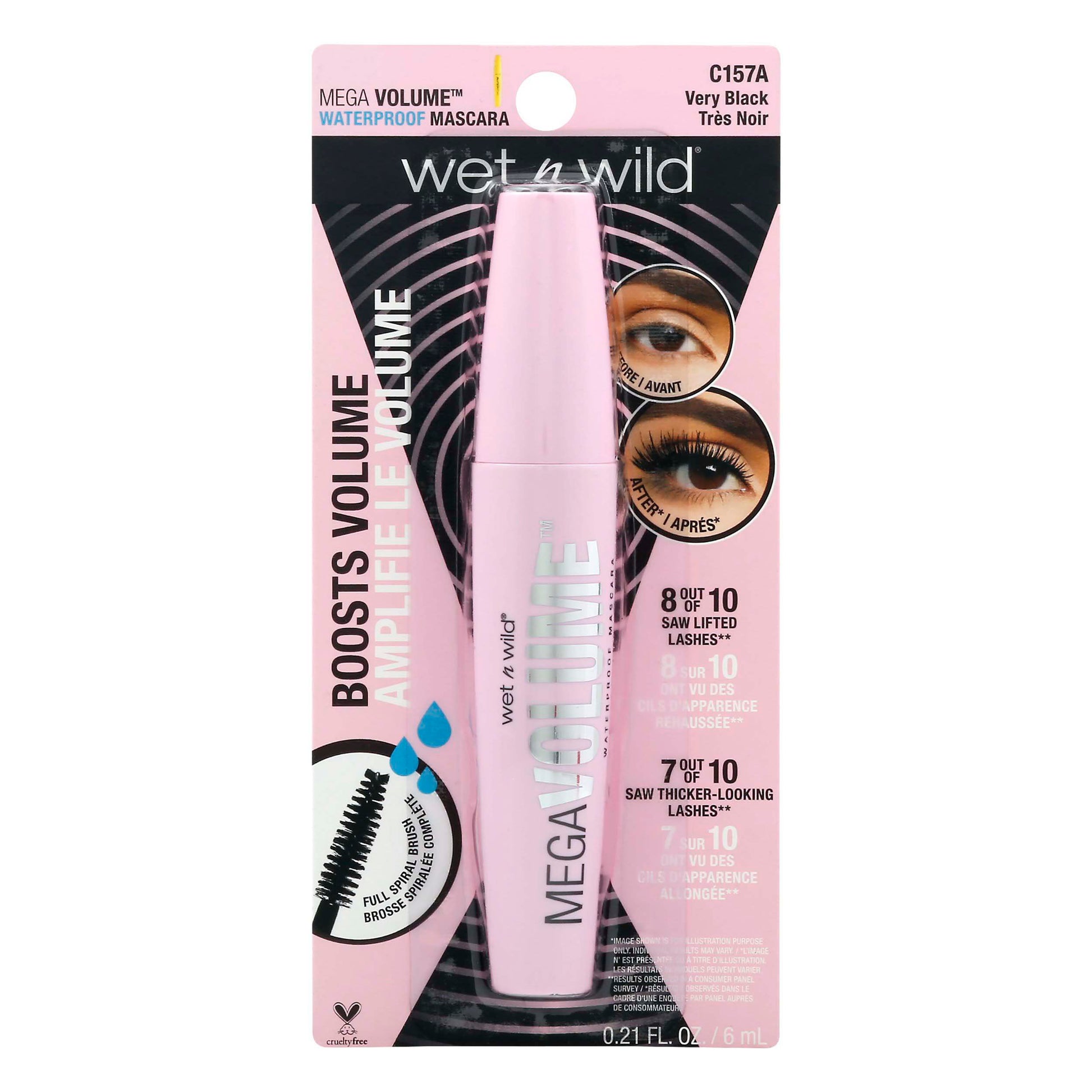 wet n wild MEGA VOLUME WATERPROOF MASCARA - Very Black
