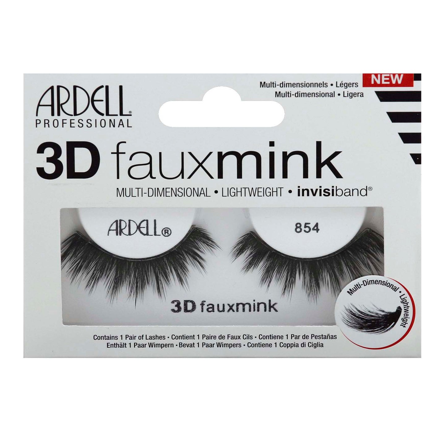 Ardell 3D Faux Mink Lashes - 854 Black, 4 count