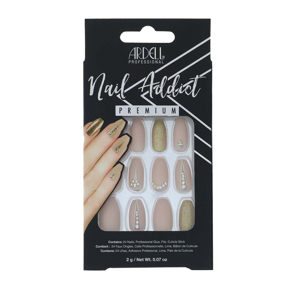 Ardell Nail Addict Premium Artificial Nail Set - Nude Jeweled