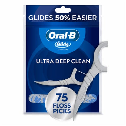 Oral-B Glide Floss Picks Ultra Deep Clean Cool Mint 75 Count