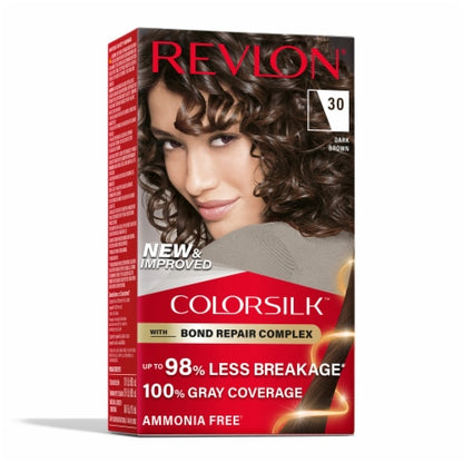 REVLON ColorSilk Permanent Hair Color with Bond Repair Complex - 30 Dark Brown