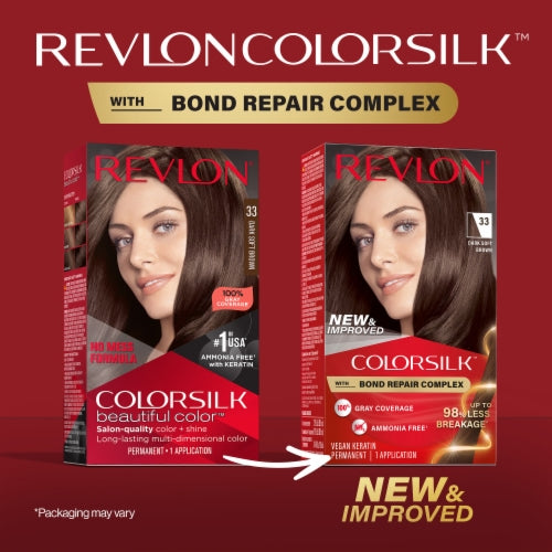 REVLON ColorSilk Permanent Hair Color with Bond Repair Complex - 33 Dark Soft Brown