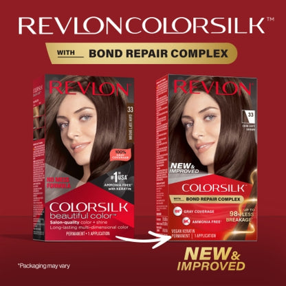 REVLON ColorSilk Permanent Hair Color with Bond Repair Complex - 33 Dark Soft Brown