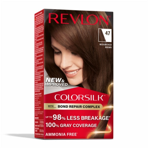 REVLON ColorSilk Permanent Hair Color with Bond Repair Complex - 47 Medium Rich Brown