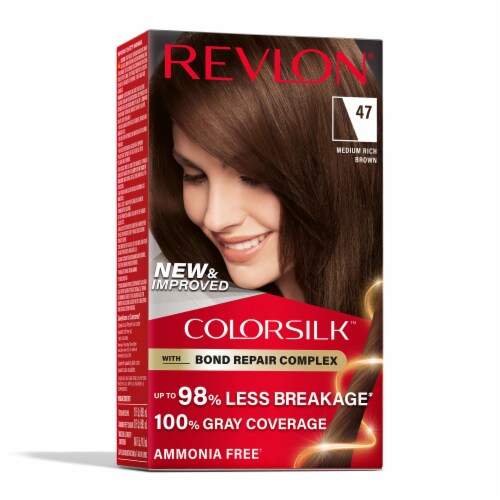 REVLON ColorSilk Permanent Hair Color with Bond Repair Complex - 47 Medium Rich Brown