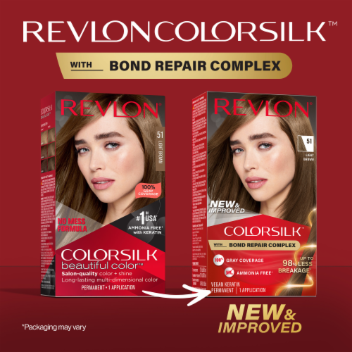REVLON ColorSilk Permanent Hair Color with Bond Repair Complex - 51 Light Brown