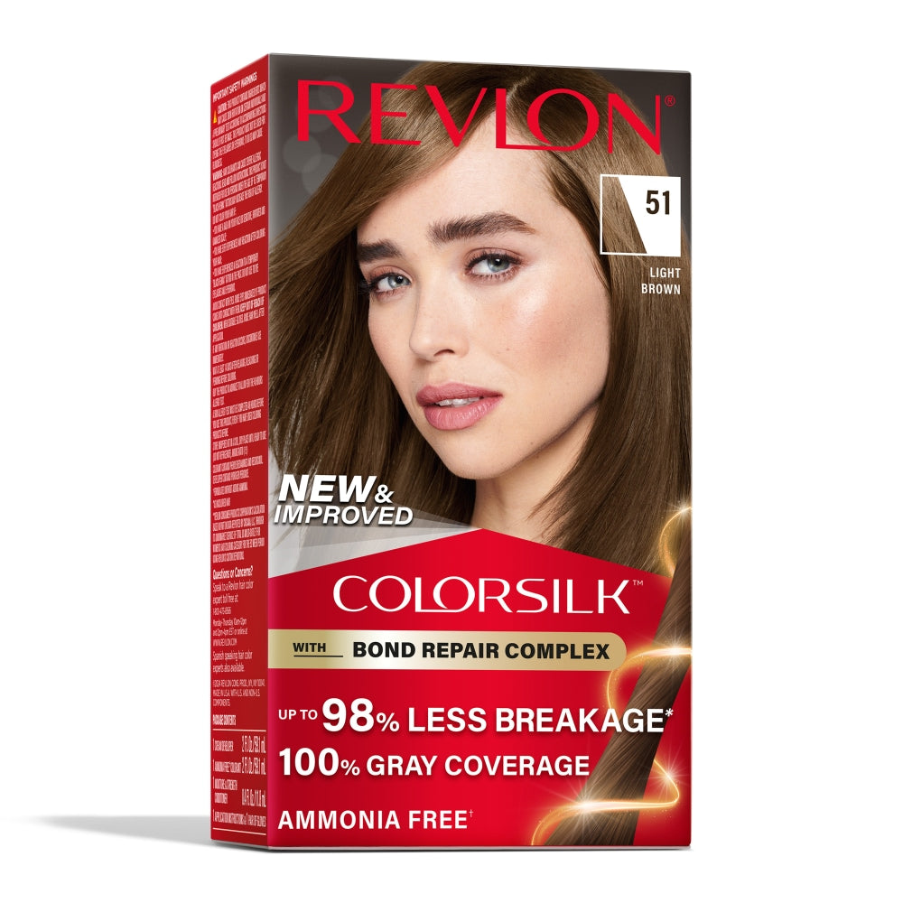 REVLON ColorSilk Permanent Hair Color with Bond Repair Complex - 51 Light Brown