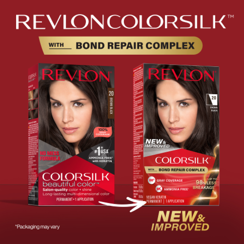 REVLON ColorSilk Permanent Hair Color with Bond Repair Complex - 20 Brown Black