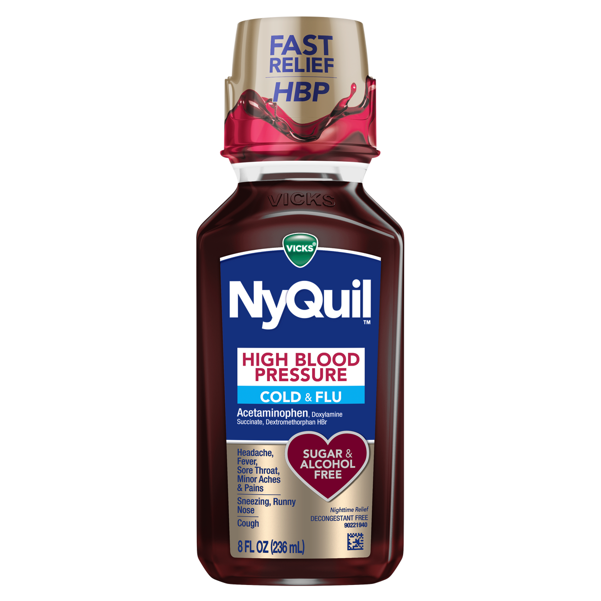 Vicks Nyquil Cold & Flu 8oz High Blood Pressure