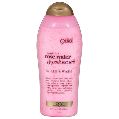 Ogx Body Scrub & Wash Rose Water & Pink Sea Salt 19.5oz