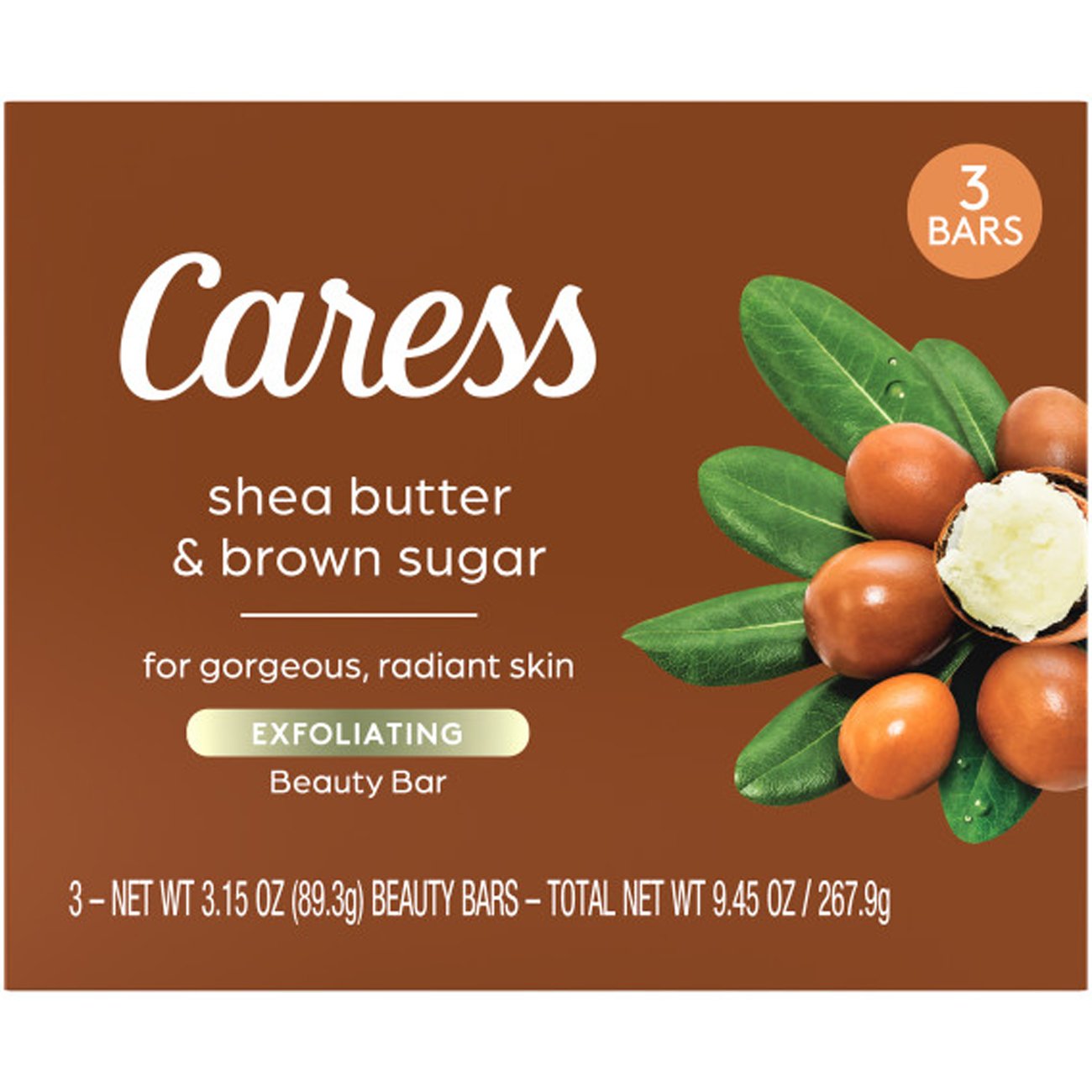 Caress Bar Soap Shea Butter & Brown Sugar 3 Count 3.15oz