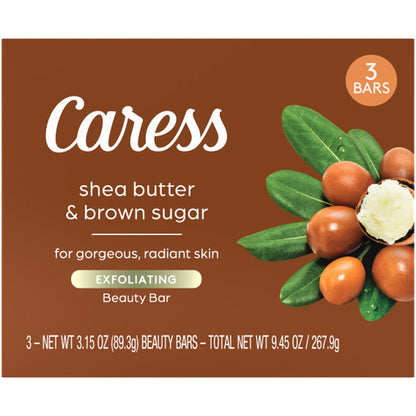 Caress Bar Soap Shea Butter & Brown Sugar 3 Count 3.15oz