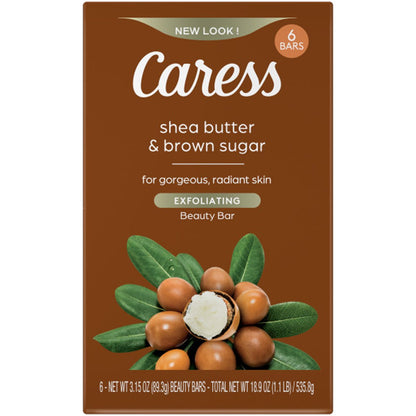 Caress Bar Soap Shea Butter & Brown Sugar 3 Count 3.15oz