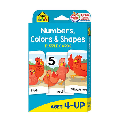 School Zone Numbers, Colors & Shapes Puzzle Cards