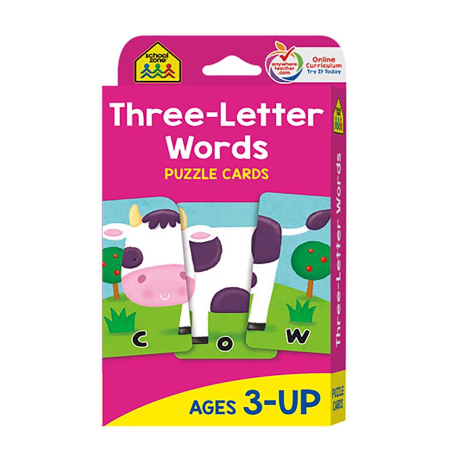 School Zone Three Letter Words Puzzle Cards