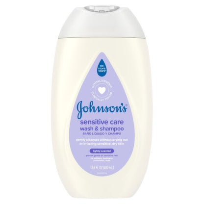 Johnsons Sensitive Care Wash & Shampoo Lightly Scented 13.6oz