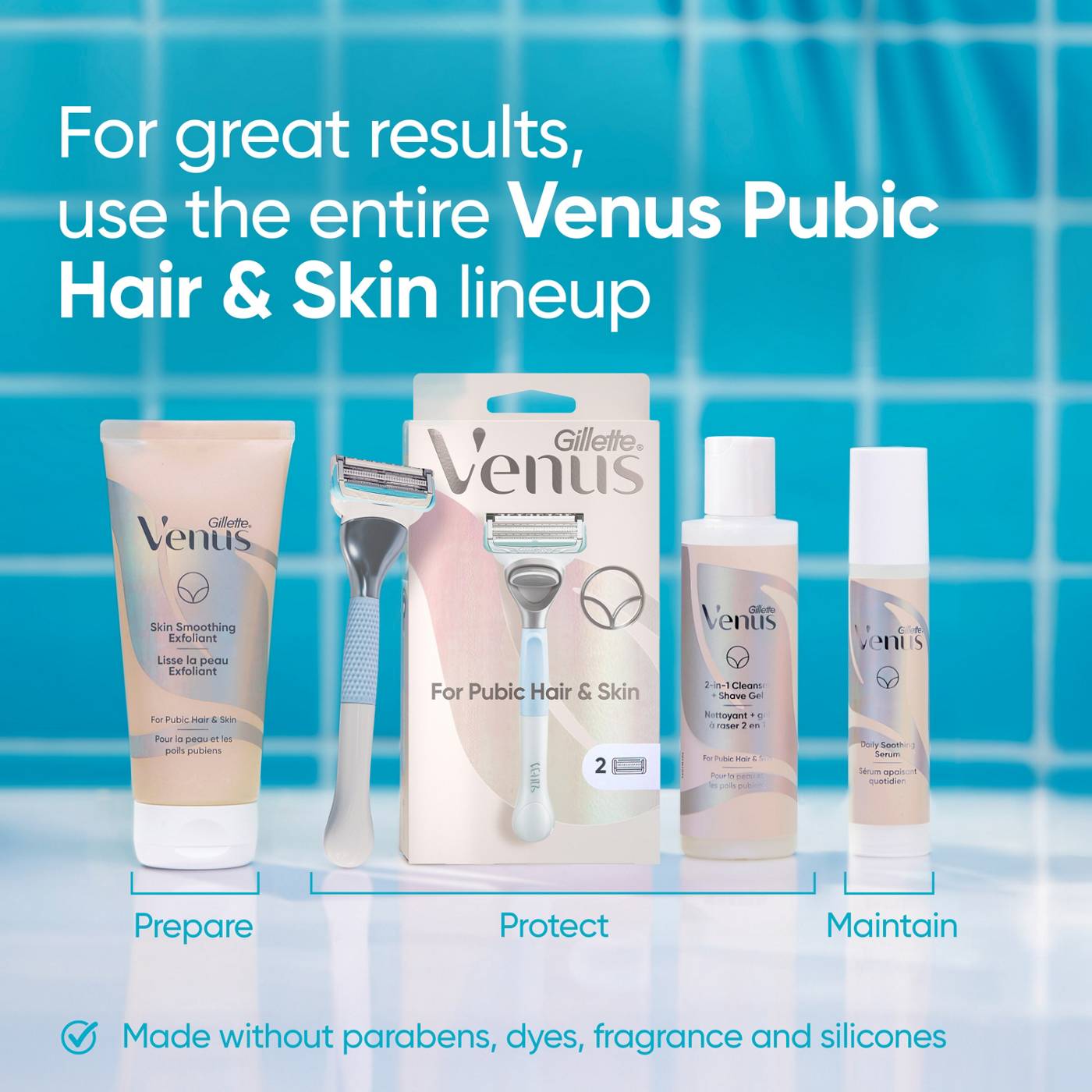Gillette Venus Pubic Hair And Skin Razor With 2 Refills