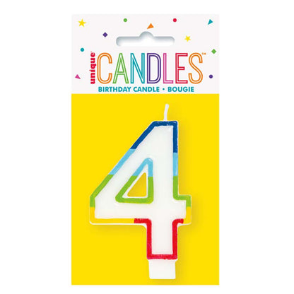 Unique Vibrant Rainbow Border Birthday Candle - Number 4