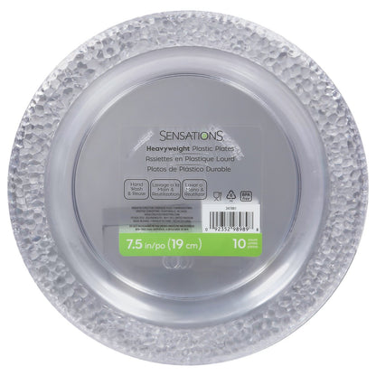 SENSATIONS Heavyweight Plastic Dinner Plates - Clear Pebble, 10 count