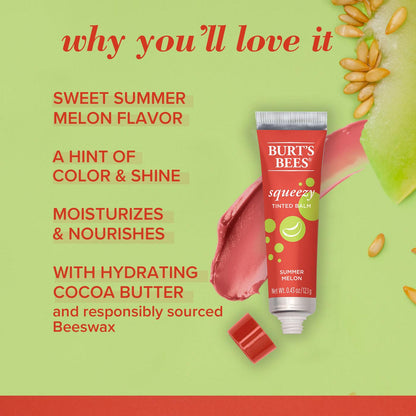Burts Bees Tinted Lip Balm Squeezy Summer Melon (3in)