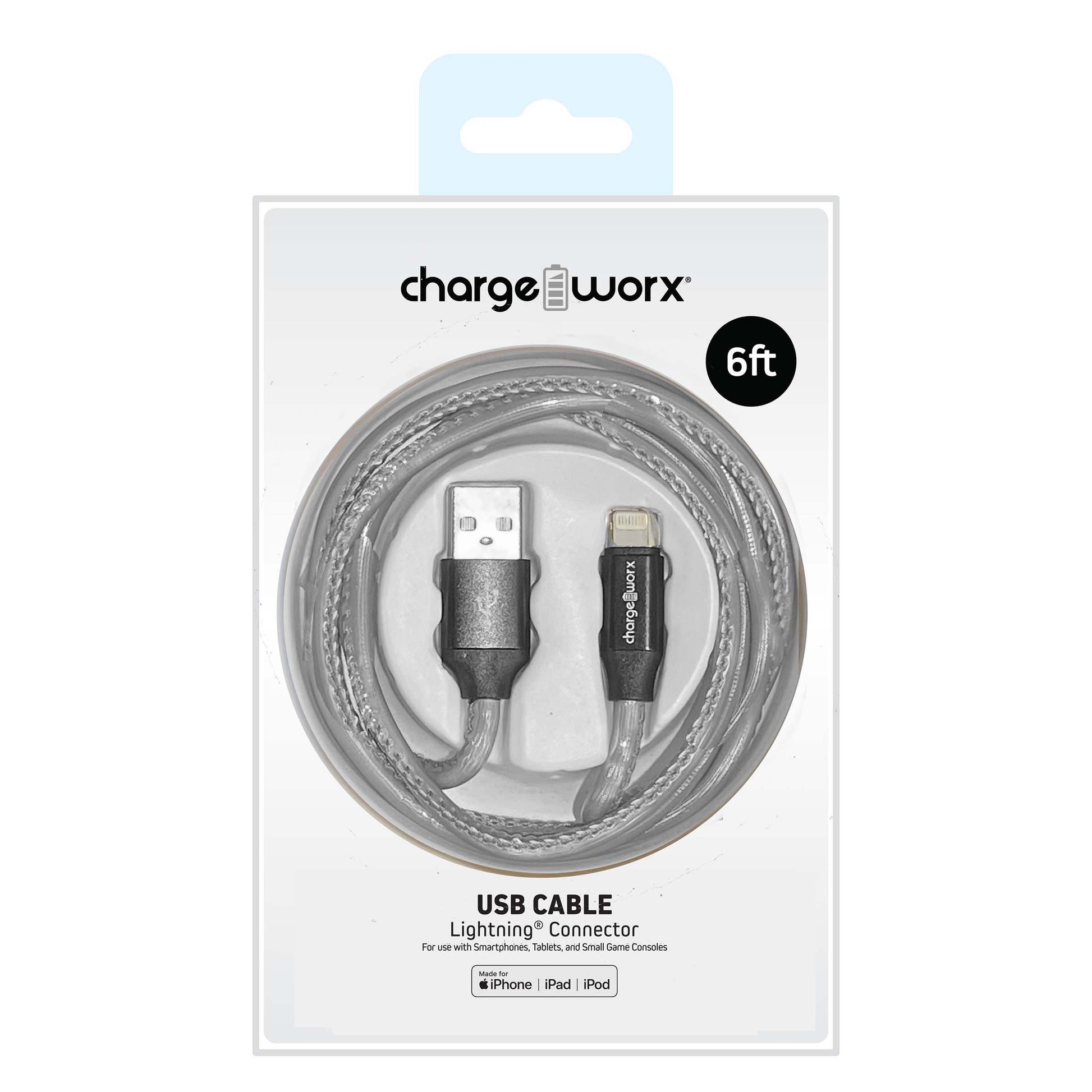 CHARGEWORX LGHTN USB CABLE 6FT