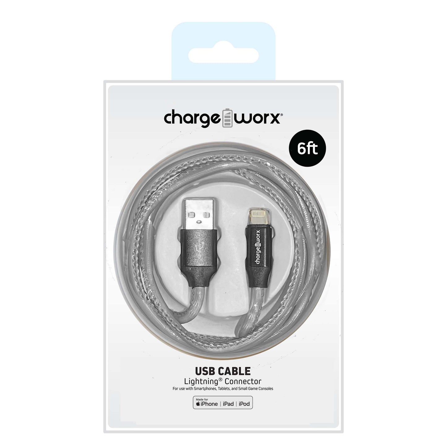 CHARGEWORX LGHTN USB CABLE 6INCH
