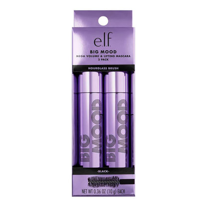 e.l.f. Big Mood Mega Volume & Lifting Mascara Bundle - Black, 2 count