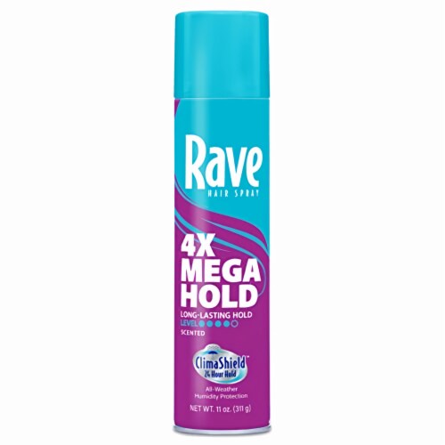 Rave 4X Mega Hold Hairspray Scented 11oz Aerosol