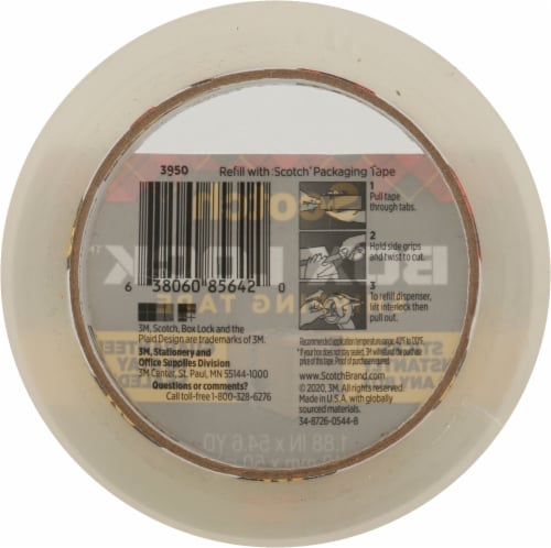 3M Scotch Box Lock Shipping Packaging Tape 1.88 Inch x 54.6 Yards