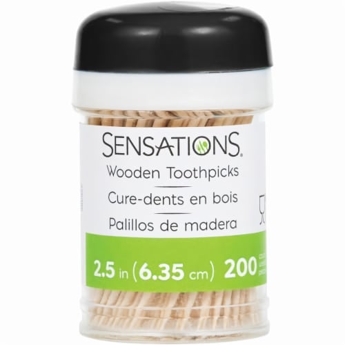 SENSATIONS Natural Wooden Toothpicks - 2.5 Inch, 200 count