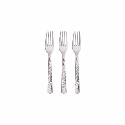 SENSATIONS Plastic Forks - Hammered Metallic Silver, 24 count