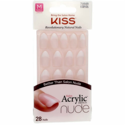 Kiss Salon Acrylic French 28 Count Petite Length Nude