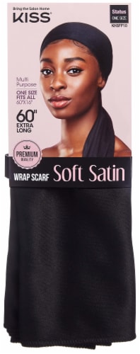 Kiss Red Satin Wrap Scarf Black Size 60Inch X 16Inch