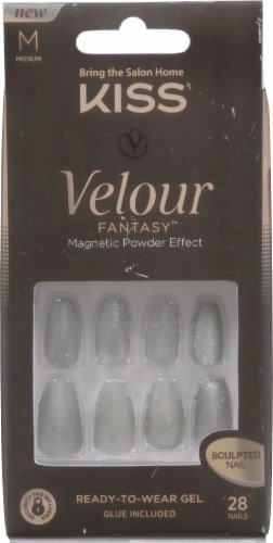 Kiss Velour Fantasy Nails 28 Count Medium Silver