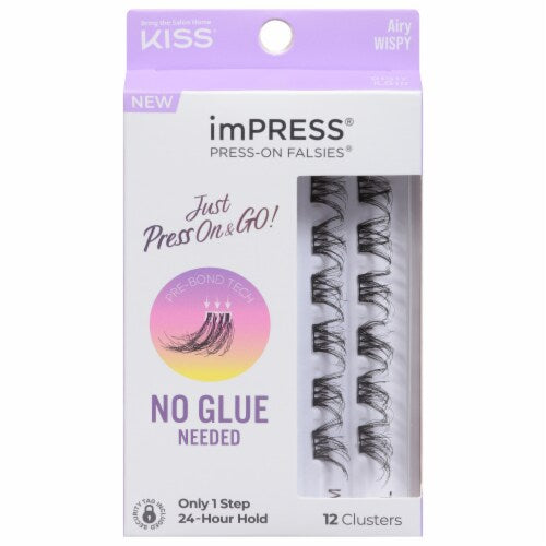 KISS imPress Press On False Lash Kit - Classic Wispy, 36 clusters