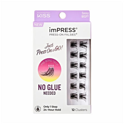 KISS imPress Press On False Lash Kit - Classic Wispy, 36 clusters