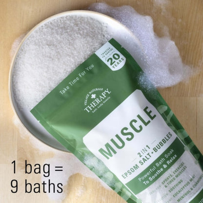 Village Nat. Bath Soak Muscle 2In1 Epsom Salt  36oz Bag