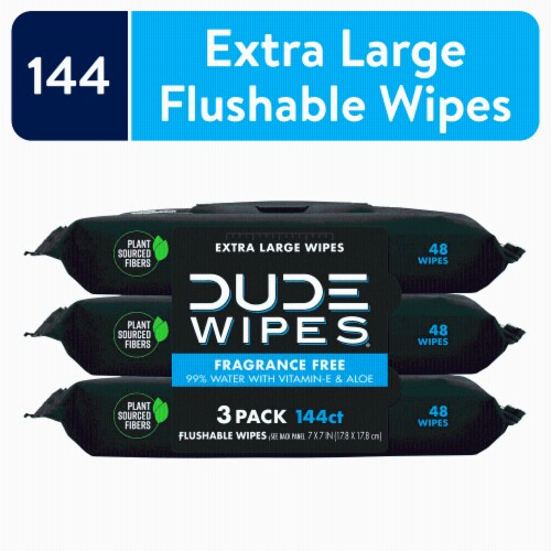 DUDE Wipes XL Flushable Wipes - Unscented, 18 count